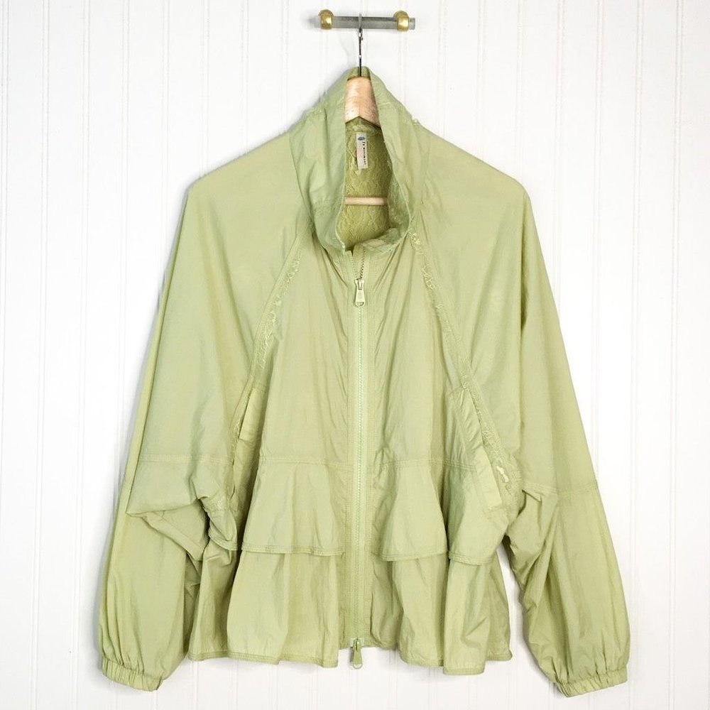 Free People Womens Namaslay Movement Jacket Pistachio Ruffled Lace Full Zip S